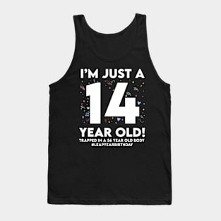 Leap Year Birthday 14Th Birthday Party 56 Years Old Birthday Tank Top